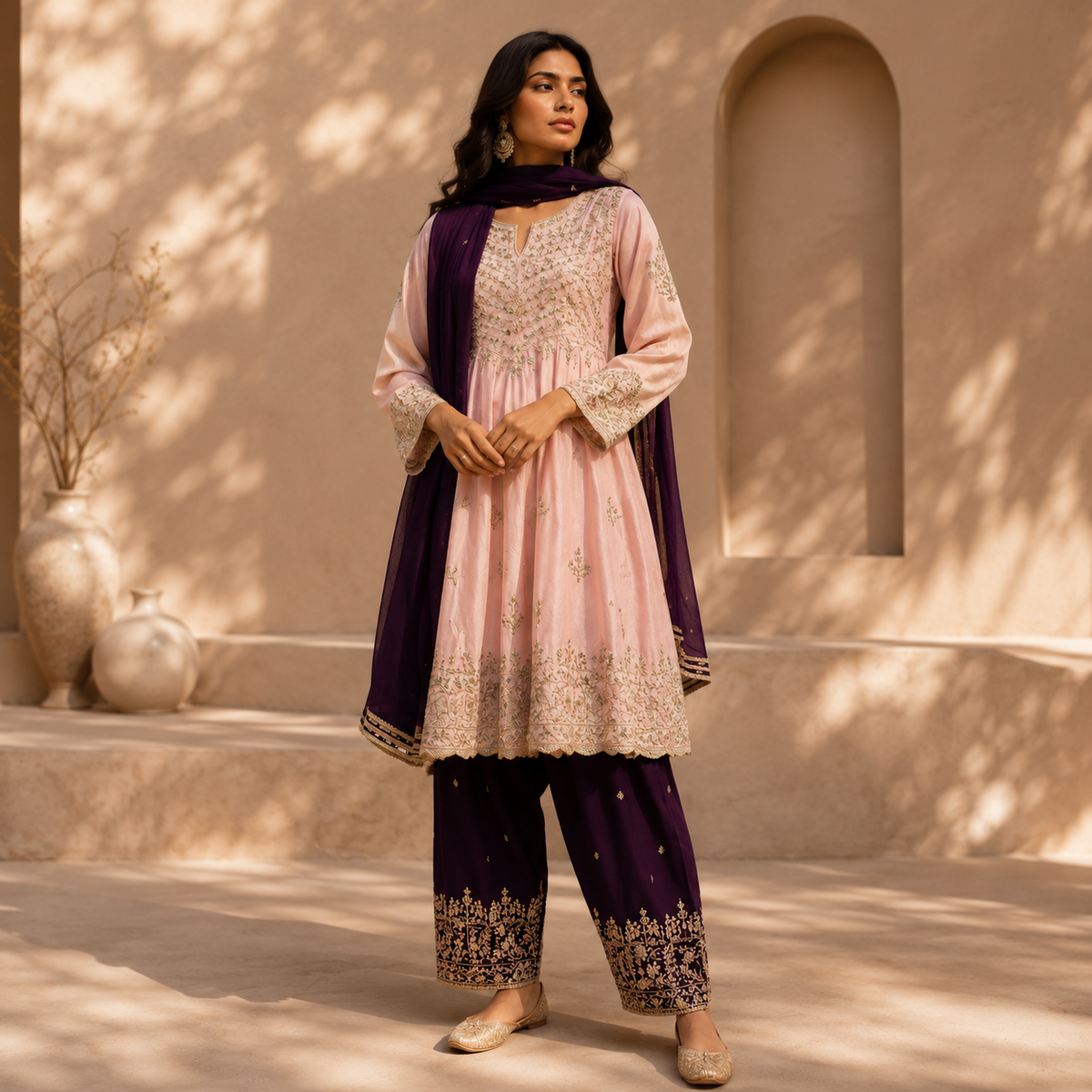 Heritage Kali Suit with Embroidered Pants