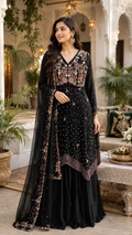 The Obsidian Blossom Sharara Set