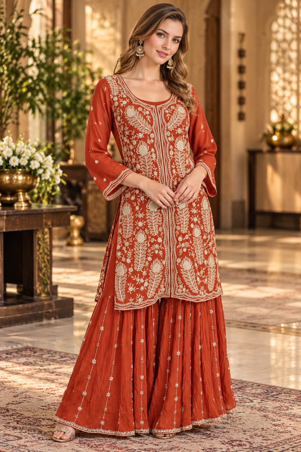 The Rust Amber Sharara Set