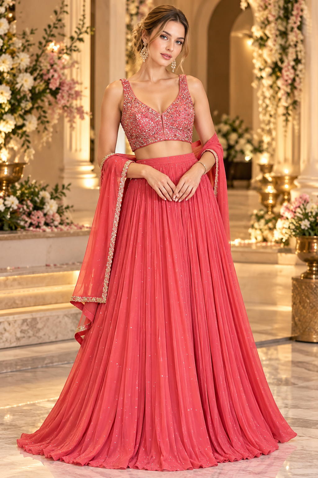 The Coral Blossom Lehenga Set