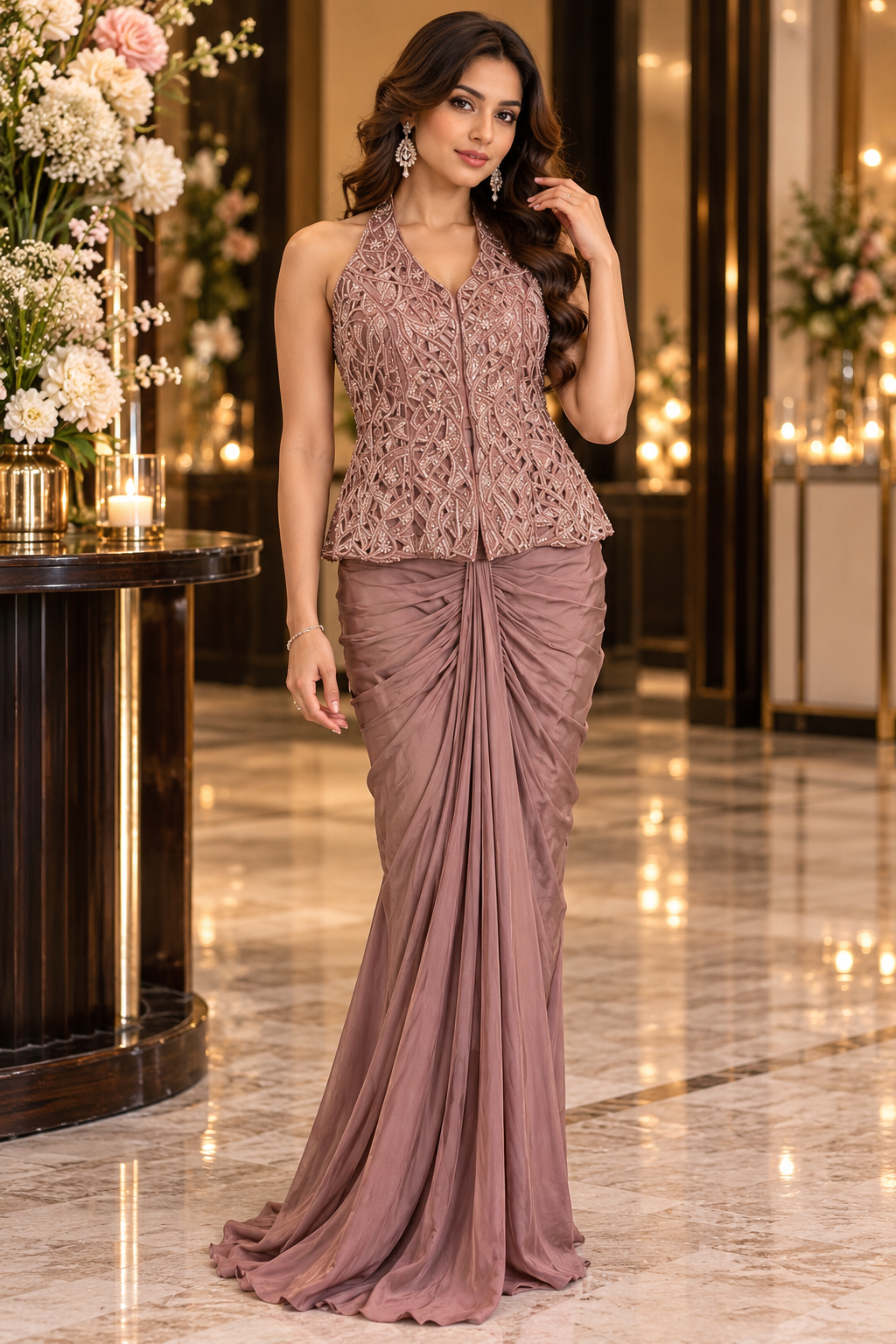 Rosewood Halter & Draped Skirt