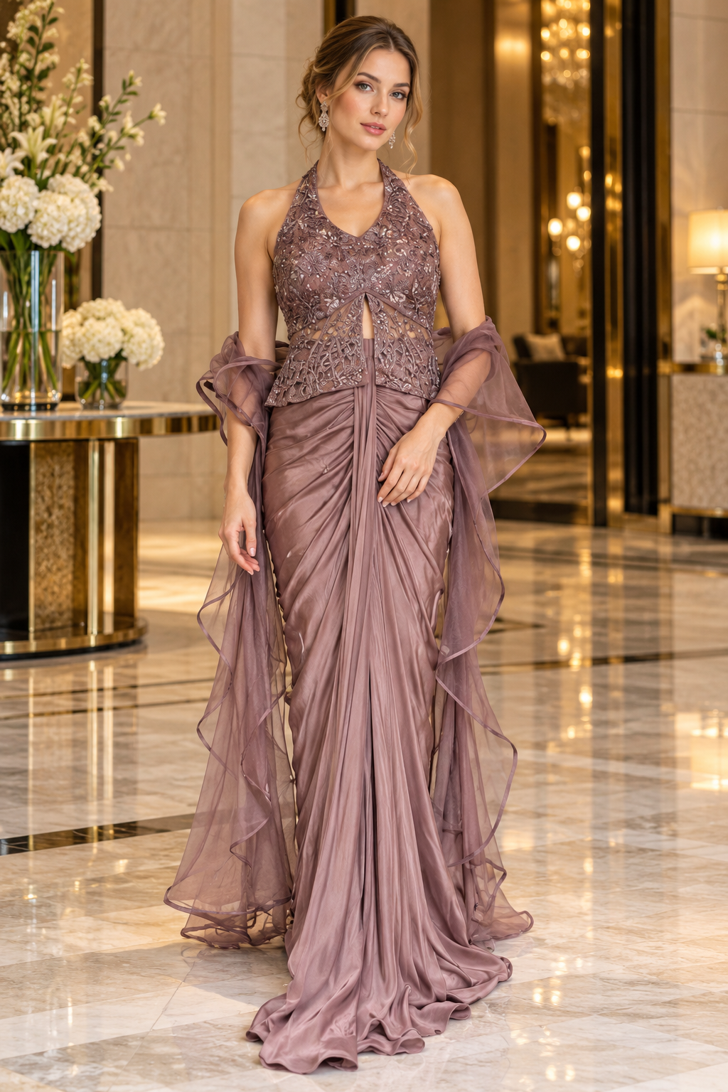 The Mauve Ruffled Horizon Gown